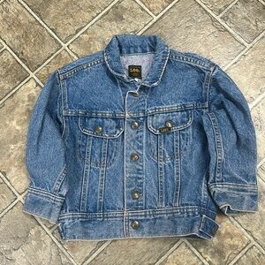 Kids Vintage Lee Jean Jacket Snap up Adjustable Waist Front Chest Pockets